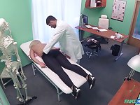 Doctor loads blonde woman's cunt with the juicy sperm